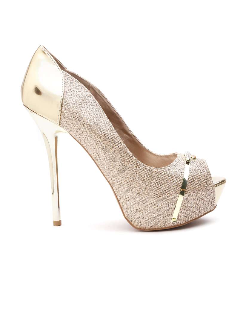Buy Qupid Women Gold Toned Shimmer Platforms Heels for Women 1404319 Myntra