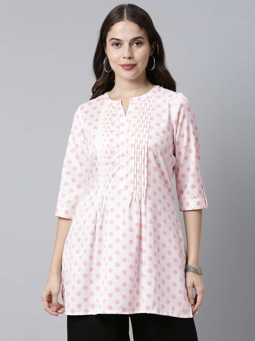 Buy ETIQUETTE Women White Peach Coloured Printed Kurti Kurtis for Women 14048052 Myntra