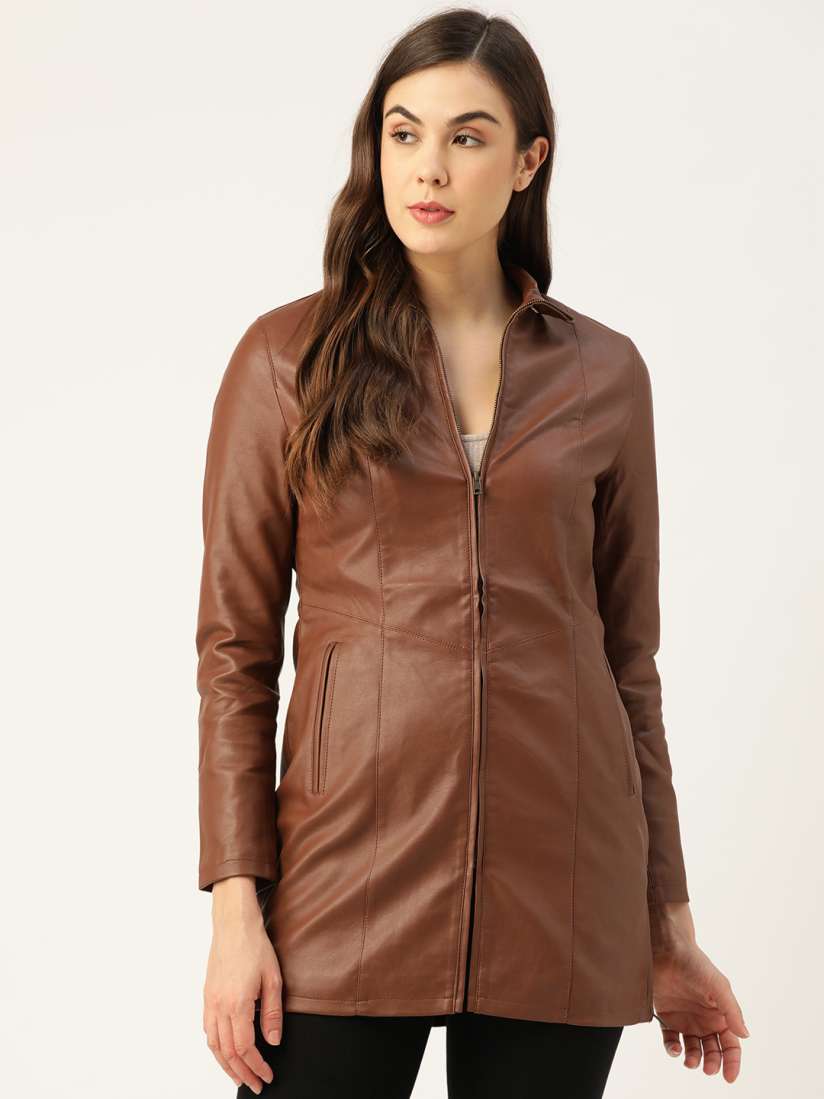 Buy Leather Retail Women Brown Solid Lightweight Leather Jacket Jackets for Women 14048978 Myntra