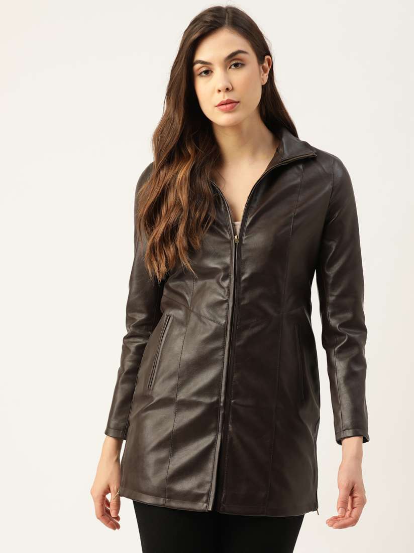 Buy Leather Retail Women Coffee Brown Solid Lightweight Leather Jacket Jackets for Women 14048982 Myntra