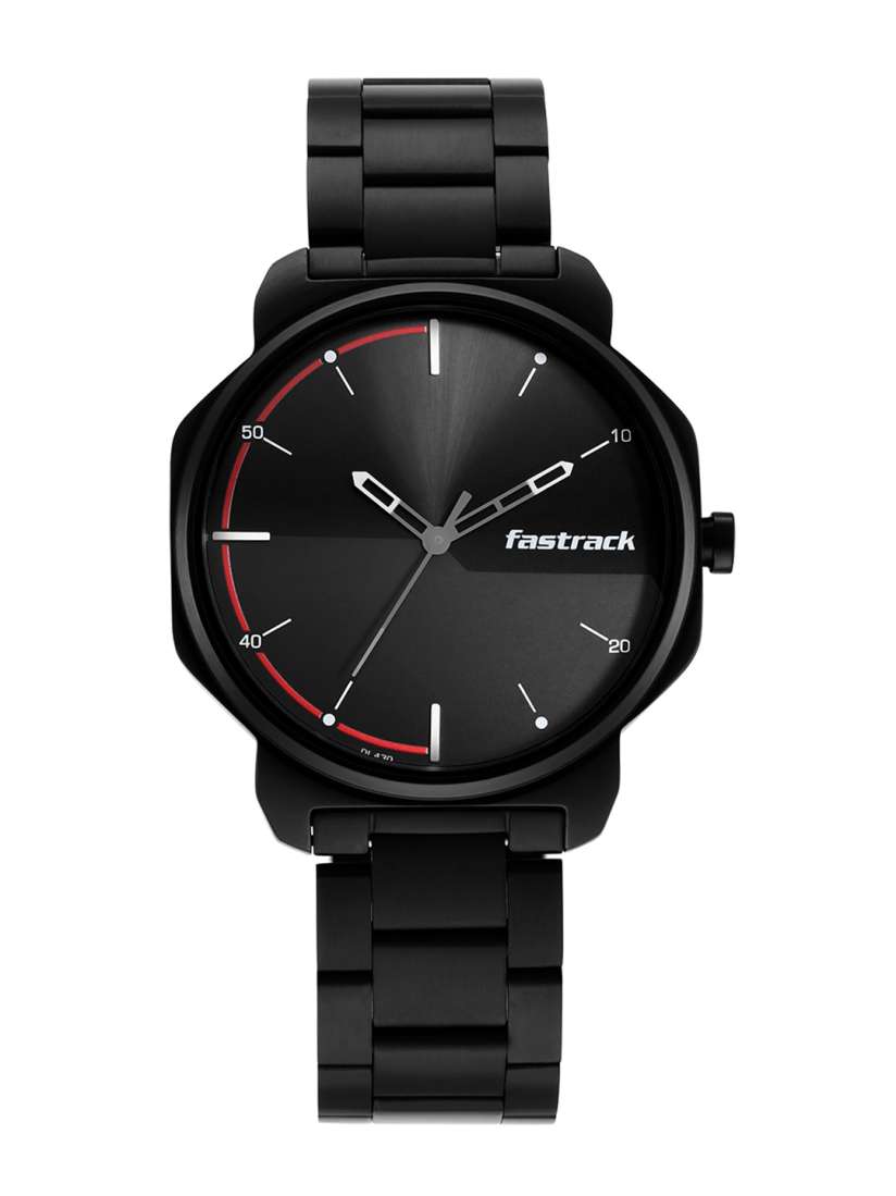 Fastrack black steel watch discount