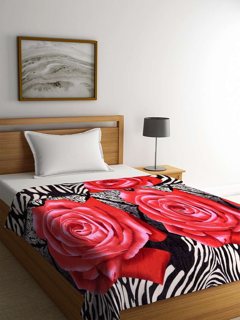 Buy NEUDIS Red Black Floral AC Room 210 GSM Single Bed Blanket Blankets Quilts and Dohars for Unisex 14057210 Myntra