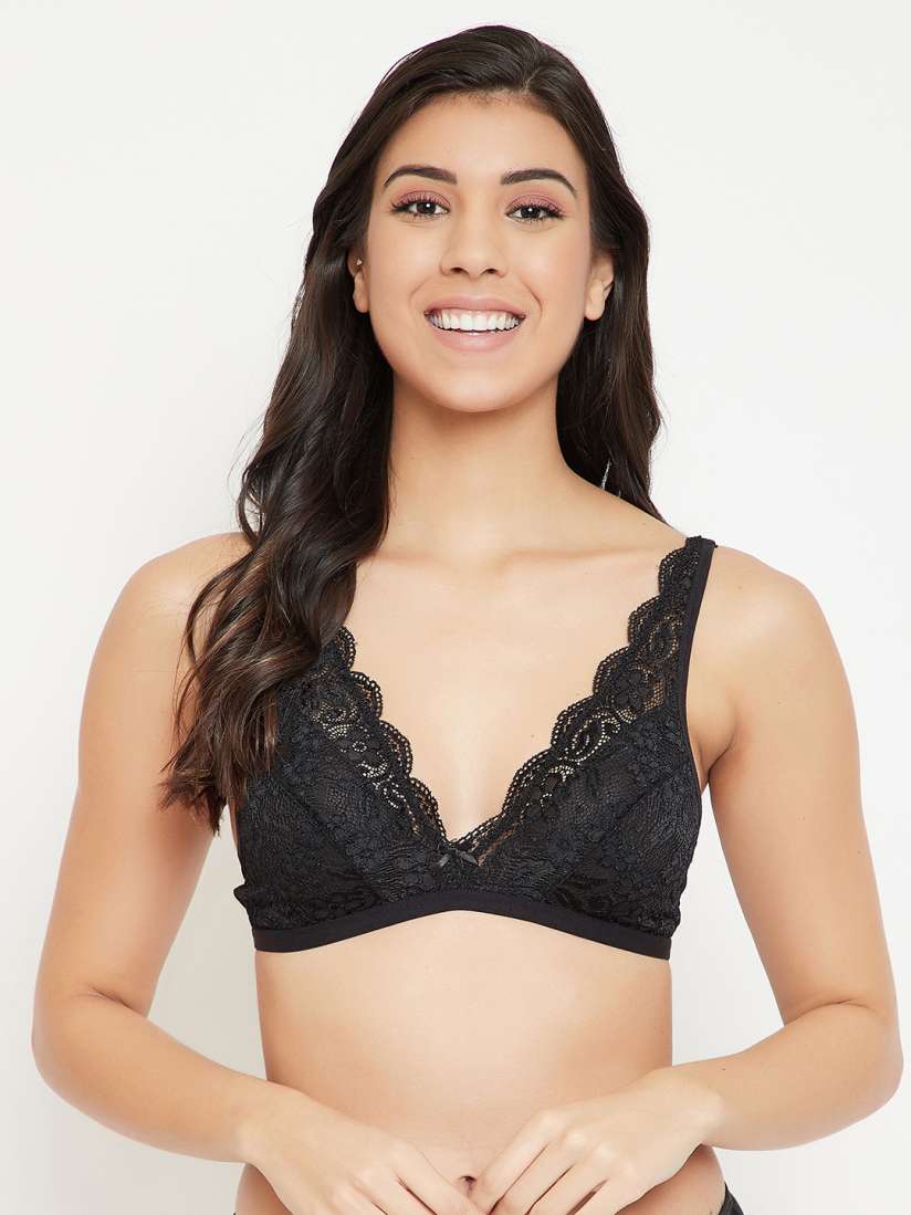 Buy Clovia Black Solid Non Wired Non Padded Bralette Bra Bra for Women 14061326 Myntra