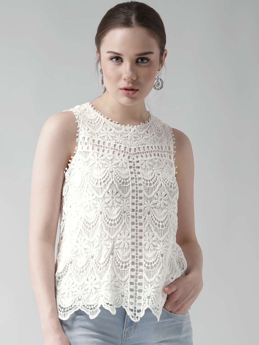 Buy New Look Women White Crochet Top Tops for Women 1406591 Myntra