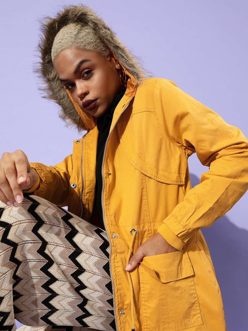 Buy DressBerry Women Yellow Longline Parka Jacket Jackets for Women 14070248 Myntra