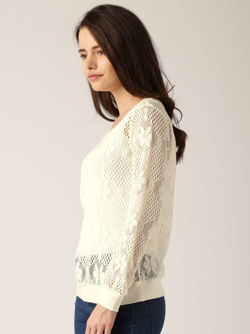 White lace sweatshirt best sale