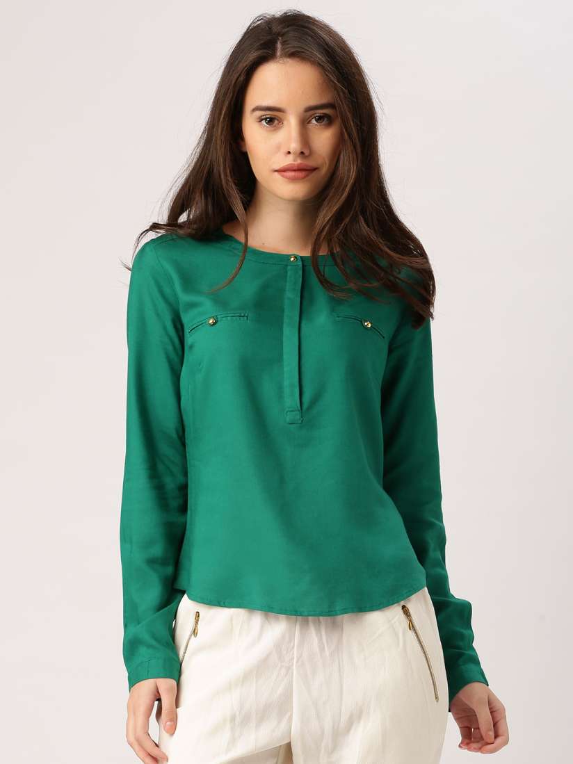 Buy DressBerry Women Green Solid Regular Top Tops for Women 1407282 Myntra