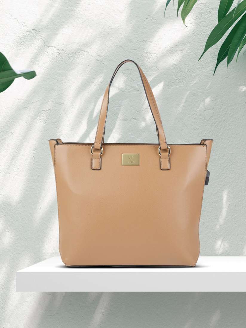 Buy Allen Solly Tan Brown Solid Shoulder Bag Handbags for Women 14075512 Myntra
