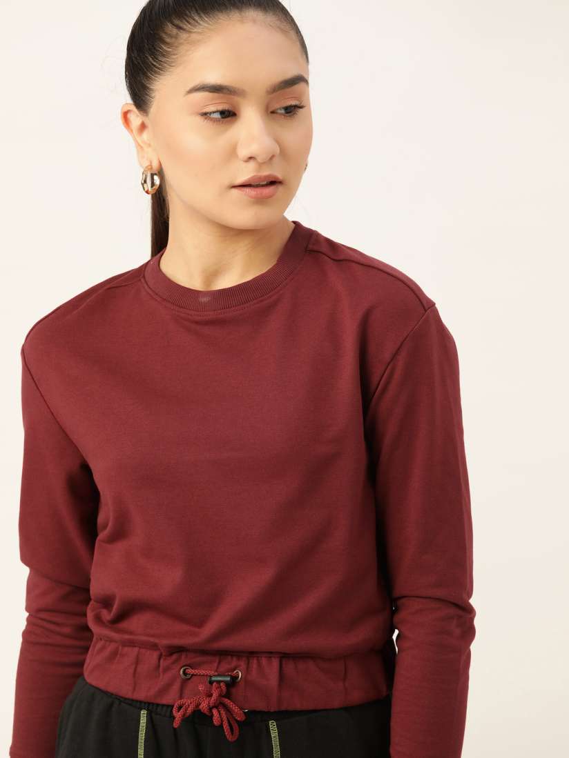 Buy DressBerry Women Maroon Solid Sweatshirt Sweatshirts for Women 14080900 Myntra