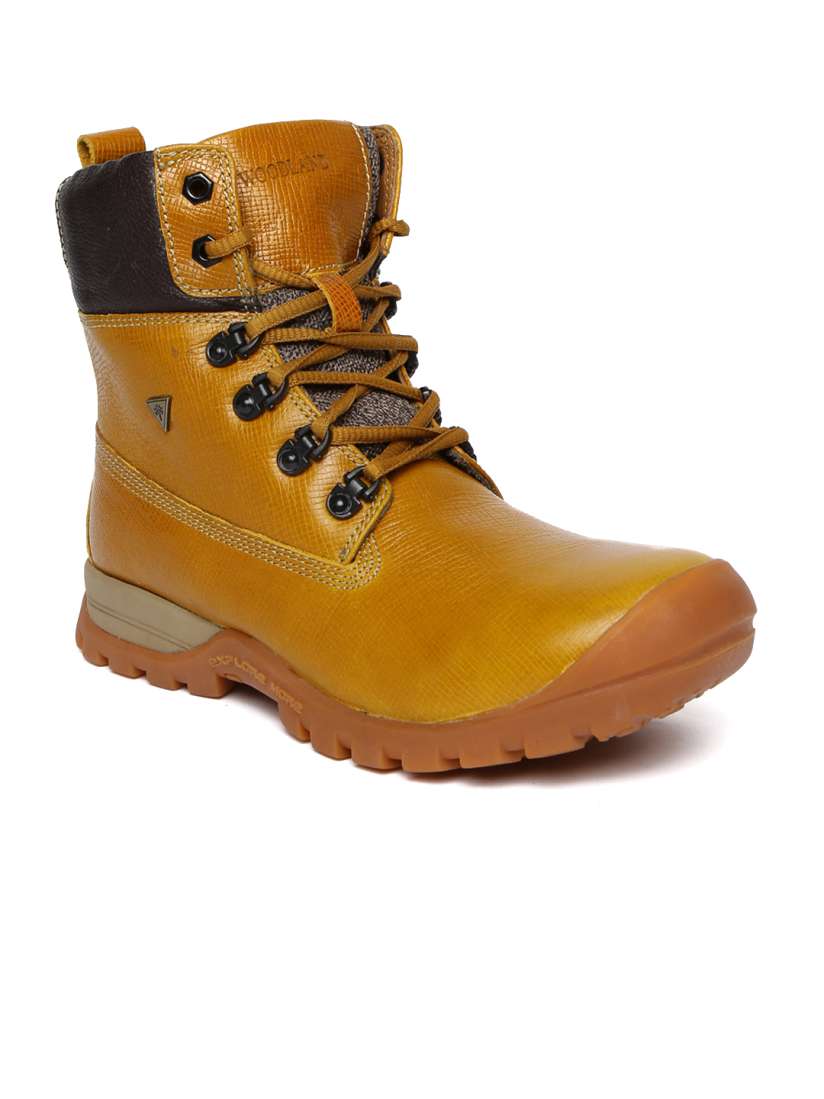 Buy Woodland Men Tan Solid Leather High Top Flat Boots Boots for Men 1408199 Myntra
