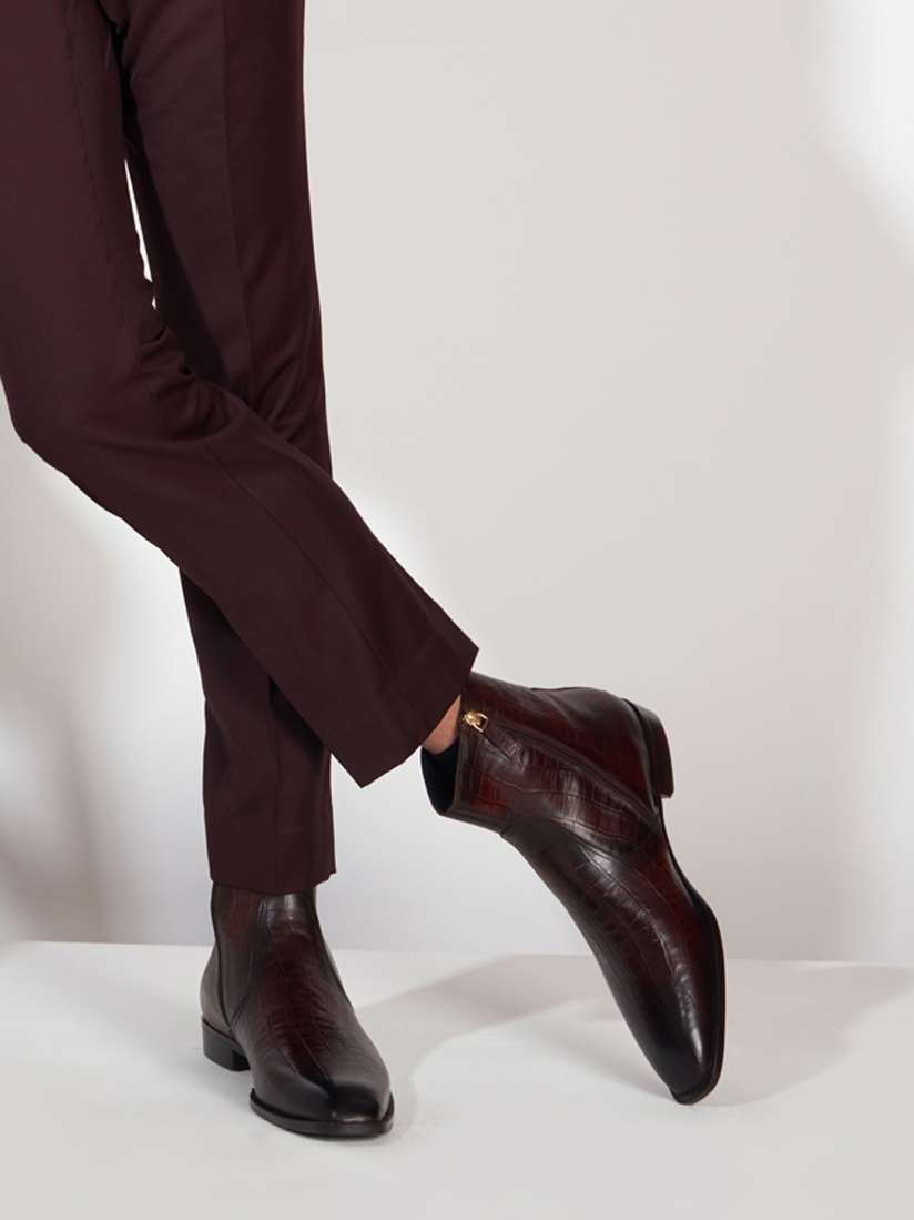 Buy Saint G Men Brown Textured Leather Formal Boots Formal Shoes for Men 14082270 Myntra