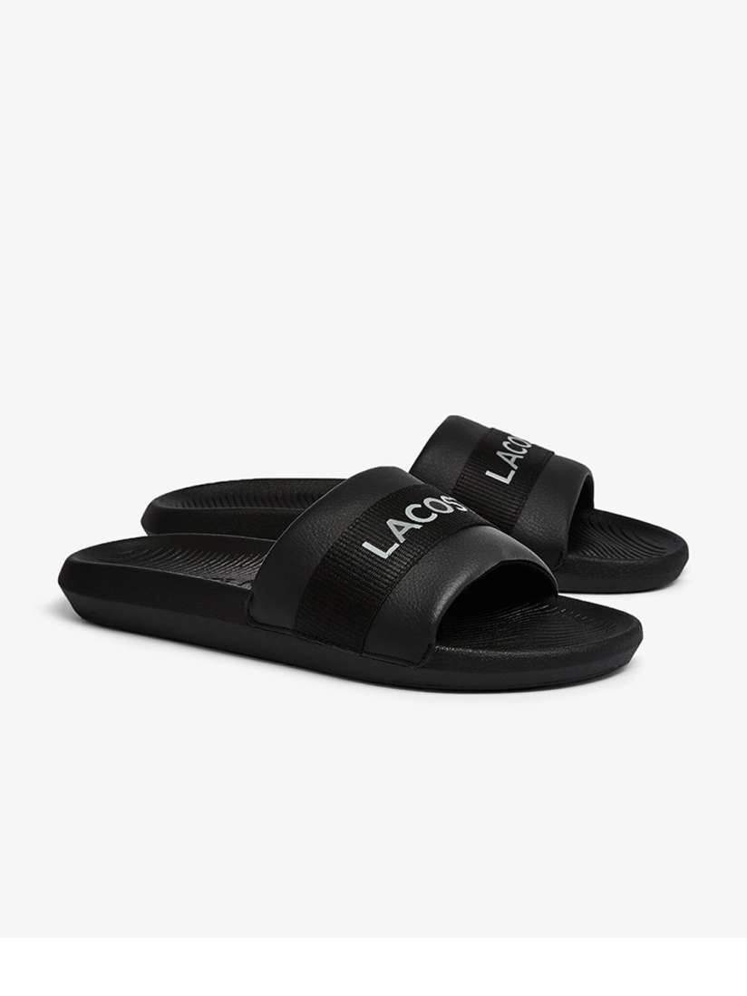 Buy Lacoste Men Black White Textile Logo Sliders Flip Flops for Men 14085858 Myntra