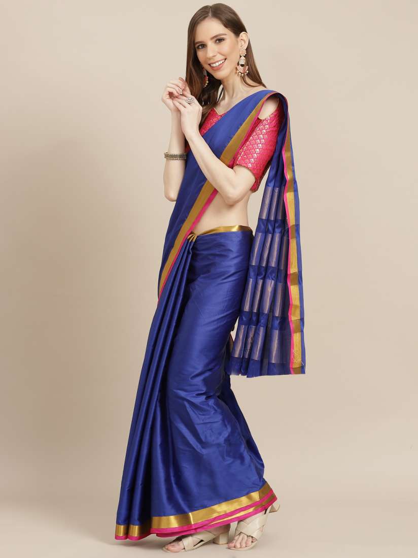Myntra blue saree cheap
