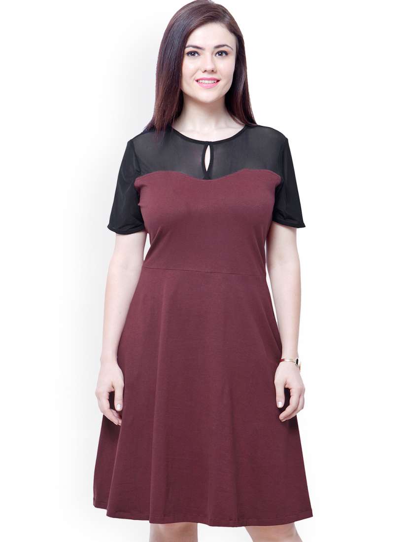 Maroon dress myntra shop