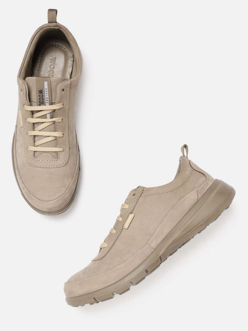 Woodland men's khaki leather sneakers outlet