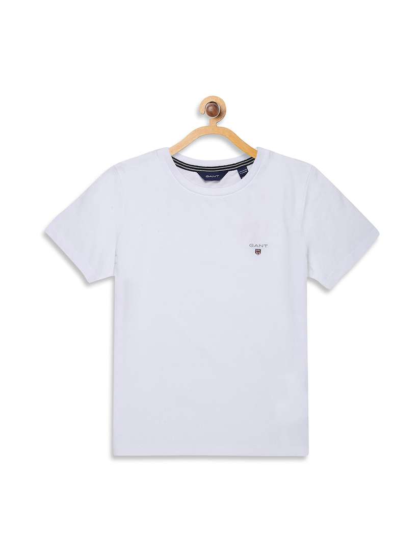 Kids Off White Shirt Buy GANT Kids Off-White Solid Slim Fit Round
