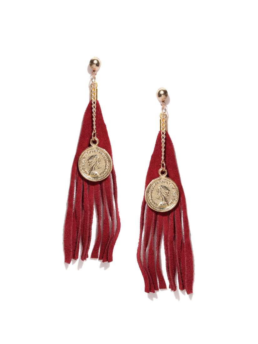 Buy Blueberry Gold Toned Maroon Tassel Earrings Earrings for Women 1416158 Myntra