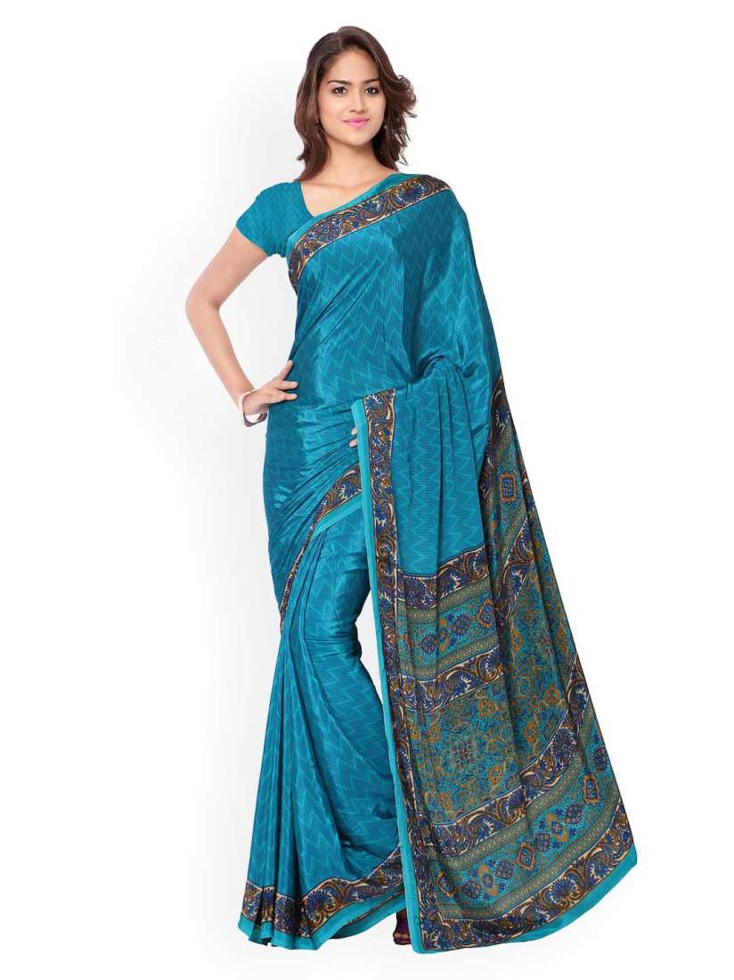 Buy Ligalz Blue Crepe Silk Printed Saree Sarees for Women 1416590 Myntra