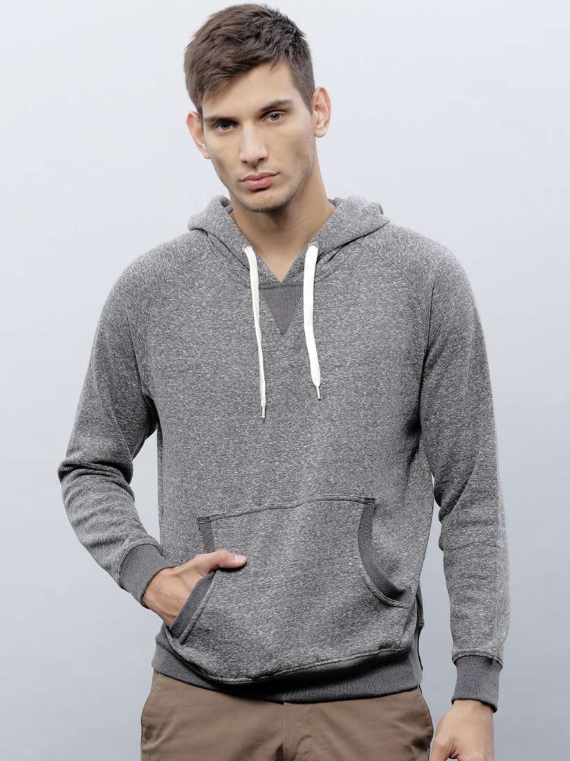 Grey hooded jumper top