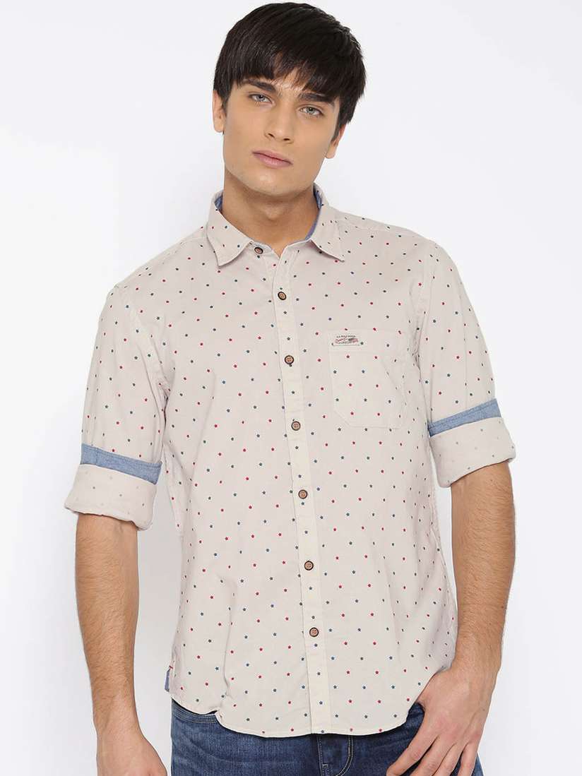 White Beige Denim Shirt Mens Buy Polo Denim Men Beige Regular Fit