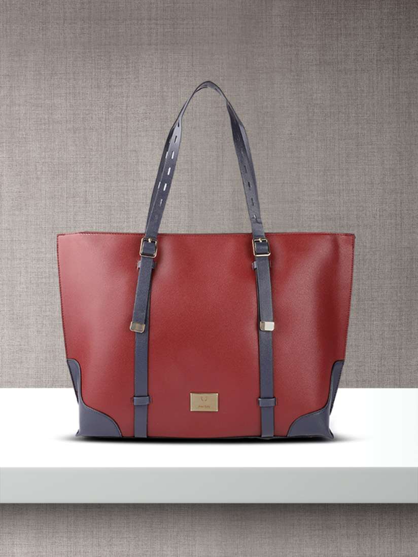Buy Allen Solly Maroon Navy Structured Laptop Shoulder Bag Handbags for Women 14173864 Myntra