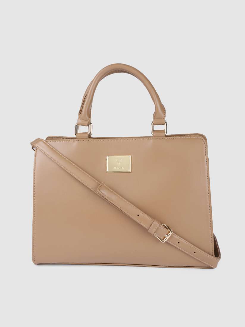 Buy Allen Solly Tan Solid Structured Handheld Bag Handbags for Women 14174222 Myntra