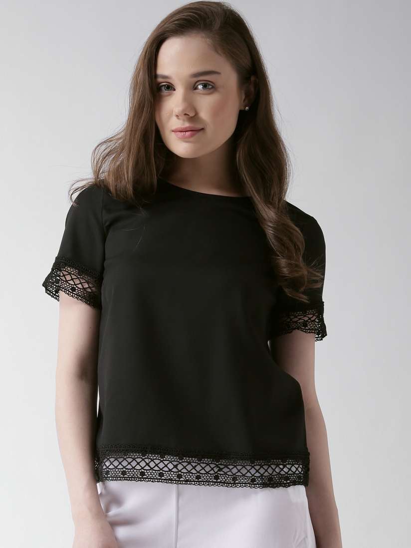 New look black crochet top sales