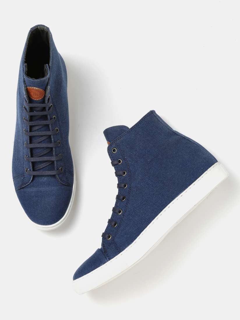 Buy Moda Rapido Men Blue Solid High Top Sneakers Casual Shoes for Men 1417971 Myntra