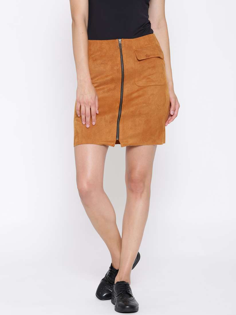 Buy Vero Moda Mustard Brown Mini Pencil Skirt Skirts for Women 1419405 Myntra