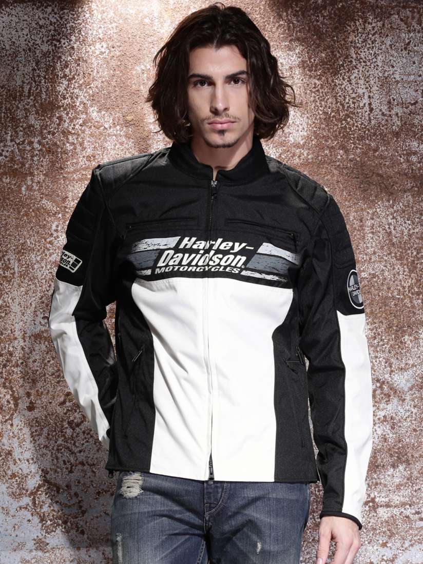 Buy Harley Davidson Black White Biker Jacket Jackets for Men 1420334 Myntra
