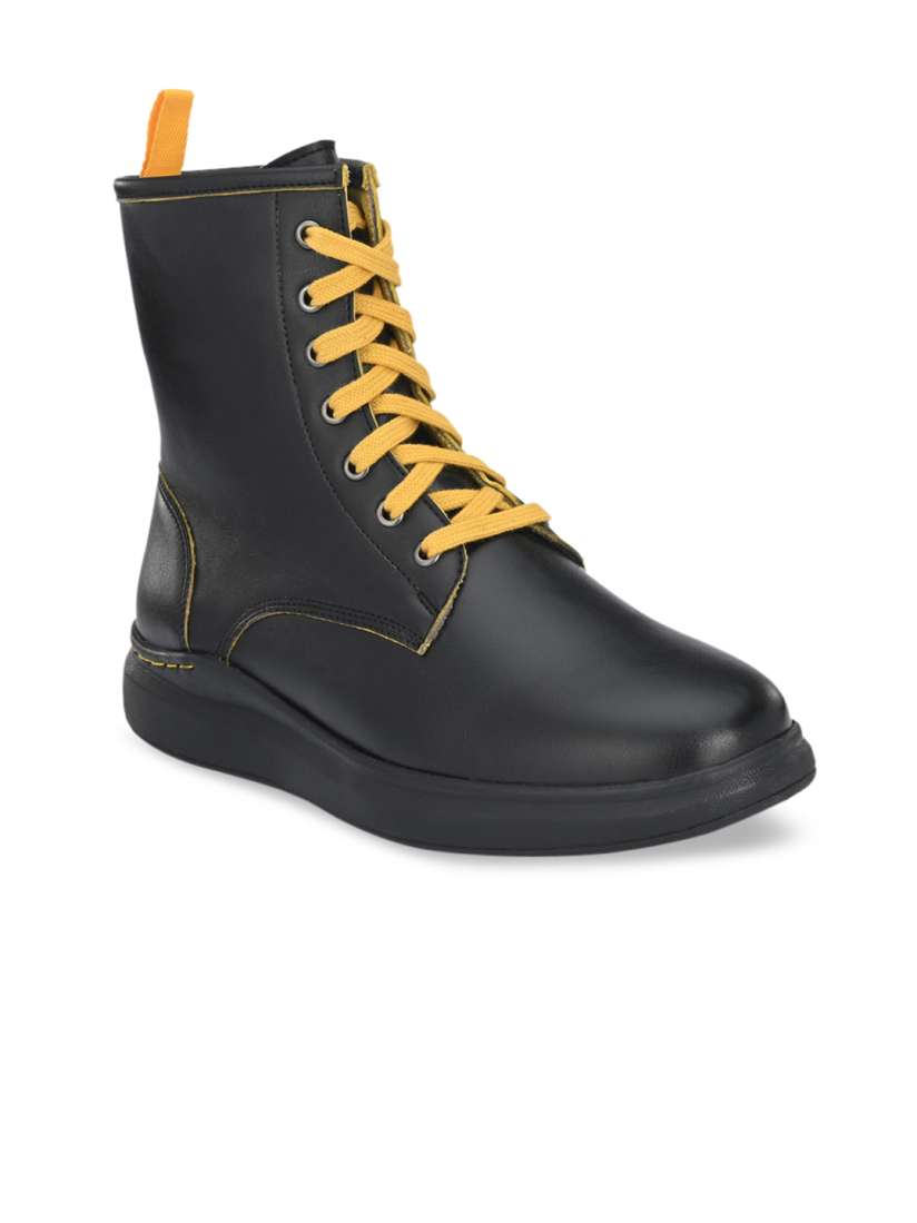 Buy Delize Men Black High Top Flat Boots Casual Shoes for Men 14203670 Myntra