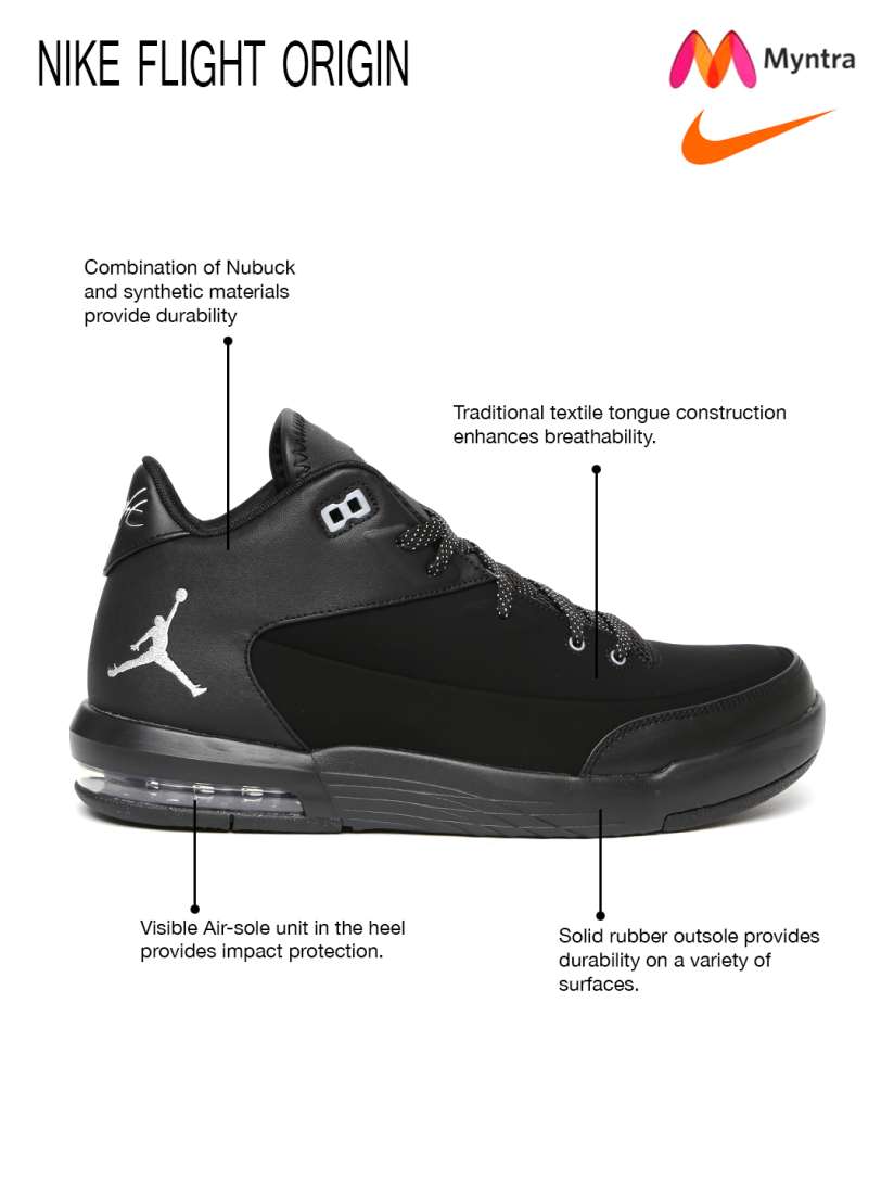 Buy Nike Men Black Jordan Flight Origin 3 Leather Basketball Shoes Sports Shoes for Men 1420948 Myntra