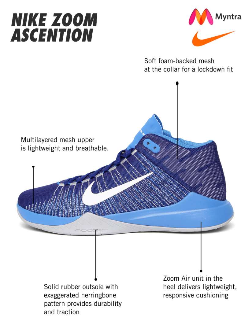 Buy Nike Men Blue Zoom Ascention Basketball Shoes Sports Shoes for Men 1420998 Myntra