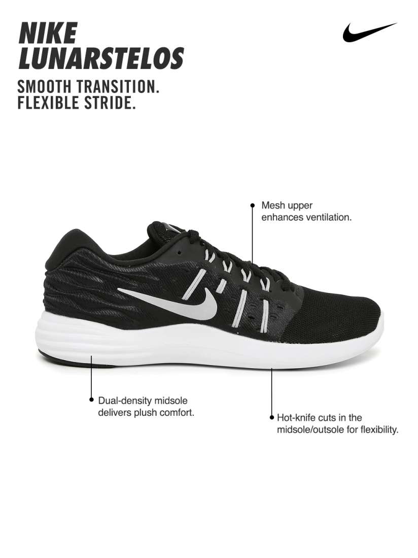 Nike men's lunarstelos running shoes - black/white hot sale