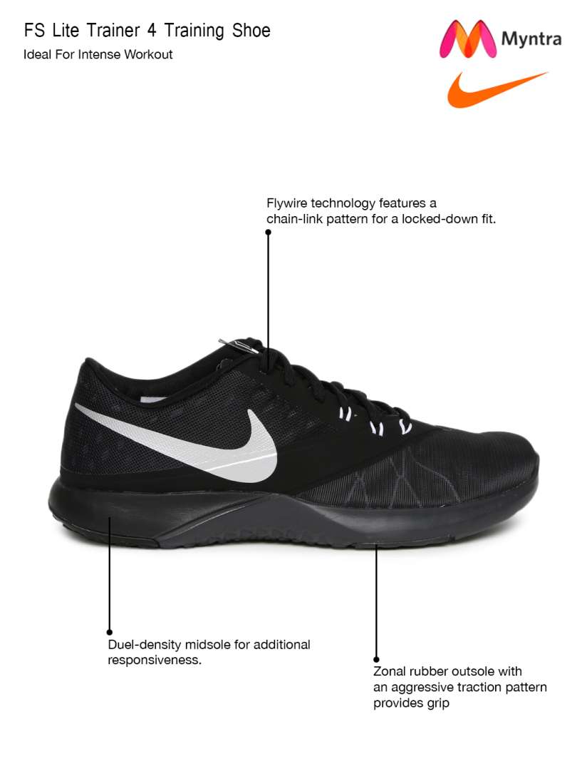 Buy Nike Men Black FS LITE TRAINER 4 Training Shoes Sports Shoes for Men 1421040 Myntra