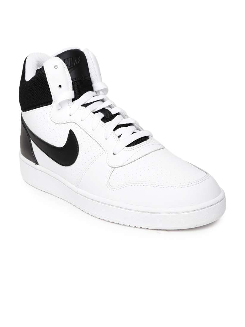 Buy Nike Men White Black Court Borough Mid Top Leather Sneakers Casual Shoes for Men 1421281 Myntra