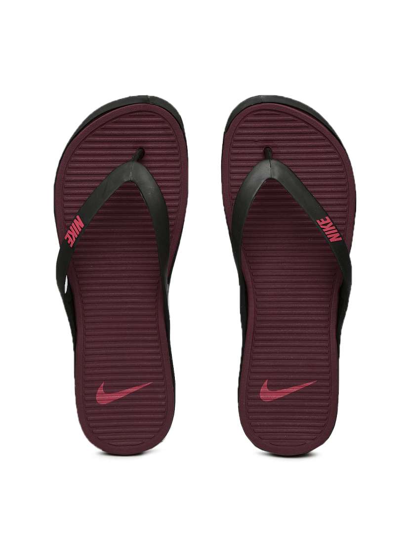 Burgundy nike flip flops clearance