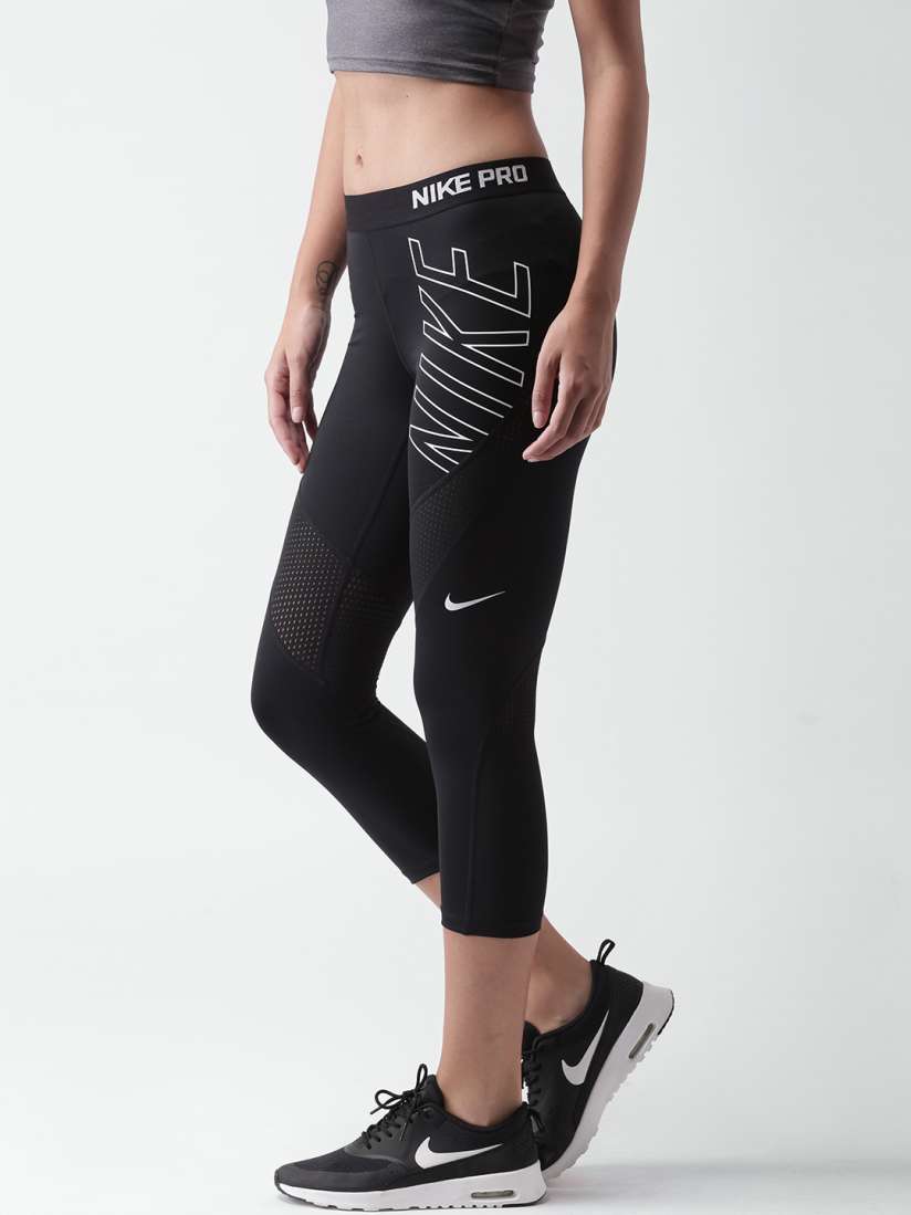 Buy Nike Pro Black Printed Tights Tights for Women 1421332 Myntra