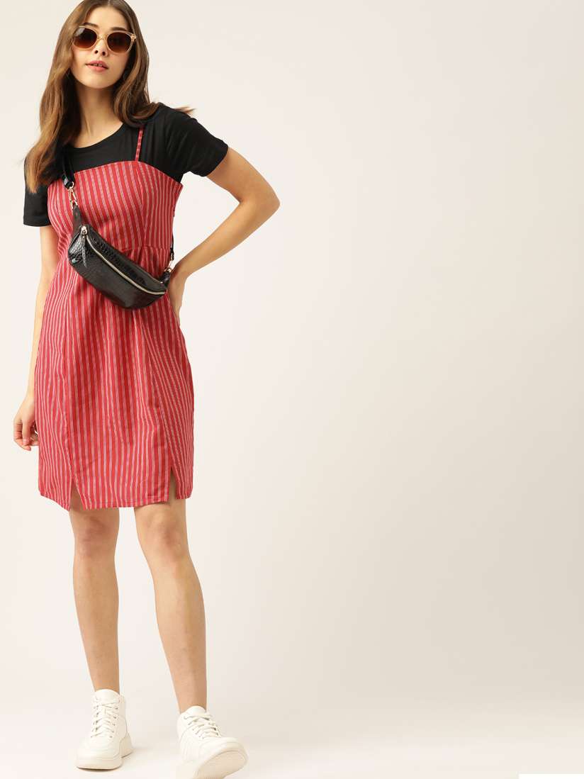 Striped pinafore dress sale