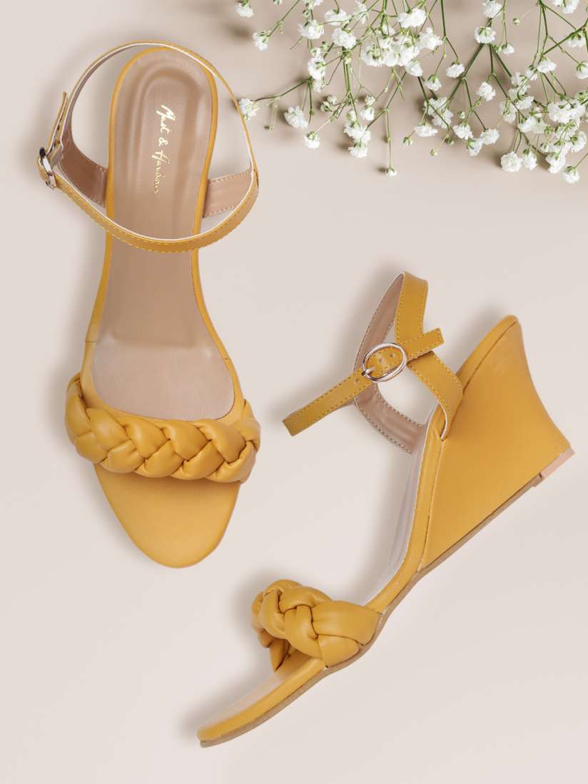 Mustard yellow wedges discount