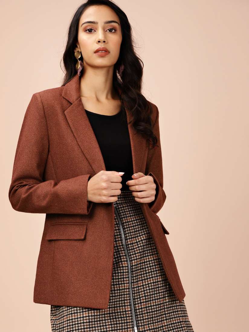 Buy all about you Women Rust Orange Single Breasted Solid Casual Blazer Blazers for Women 14230968 Myntra