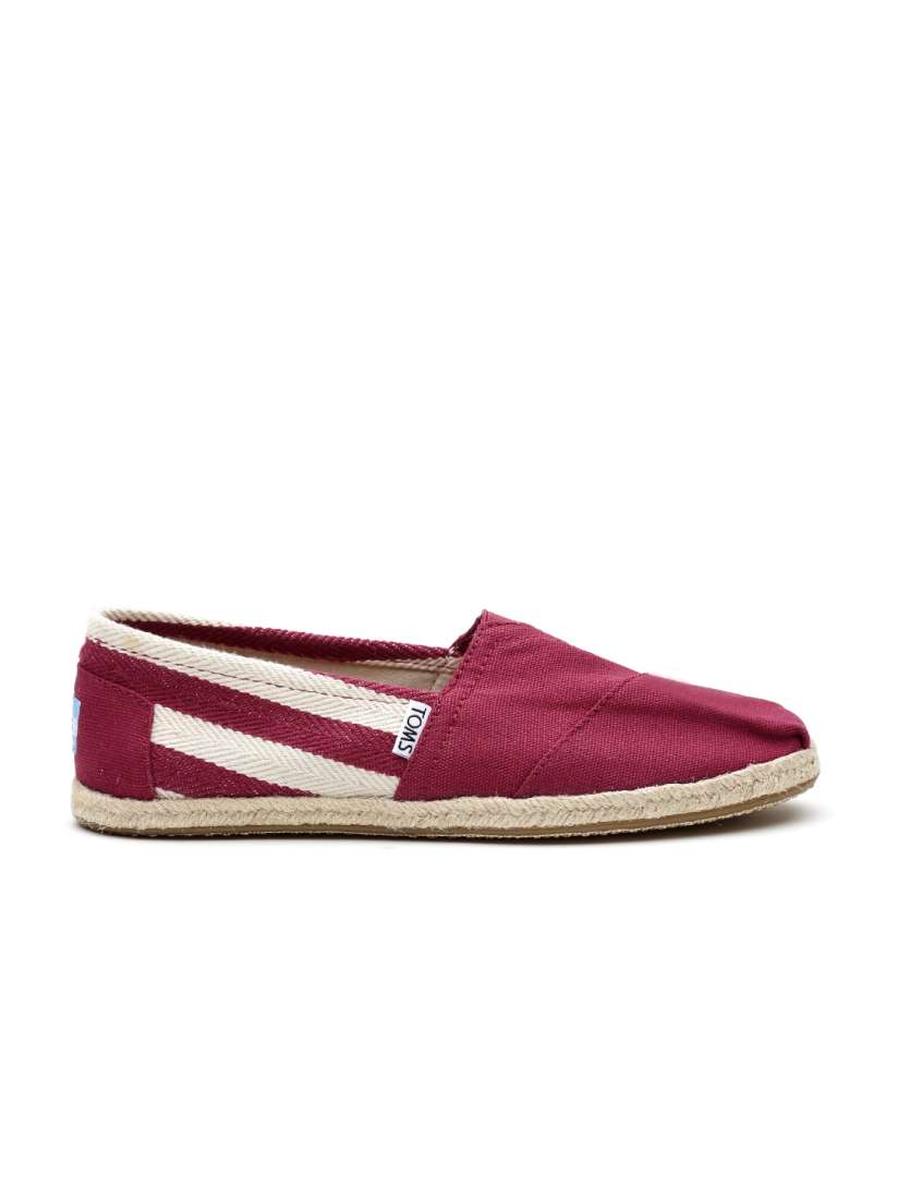 Buy TOMS Women Maroon Striped Slip Ons Casual Shoes for Women 1423654 Myntra