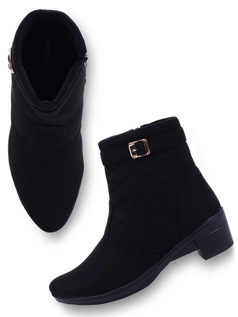 Buy TRASE Women Black Solid Heeled Boots Boots for Women 14236628 Myntra