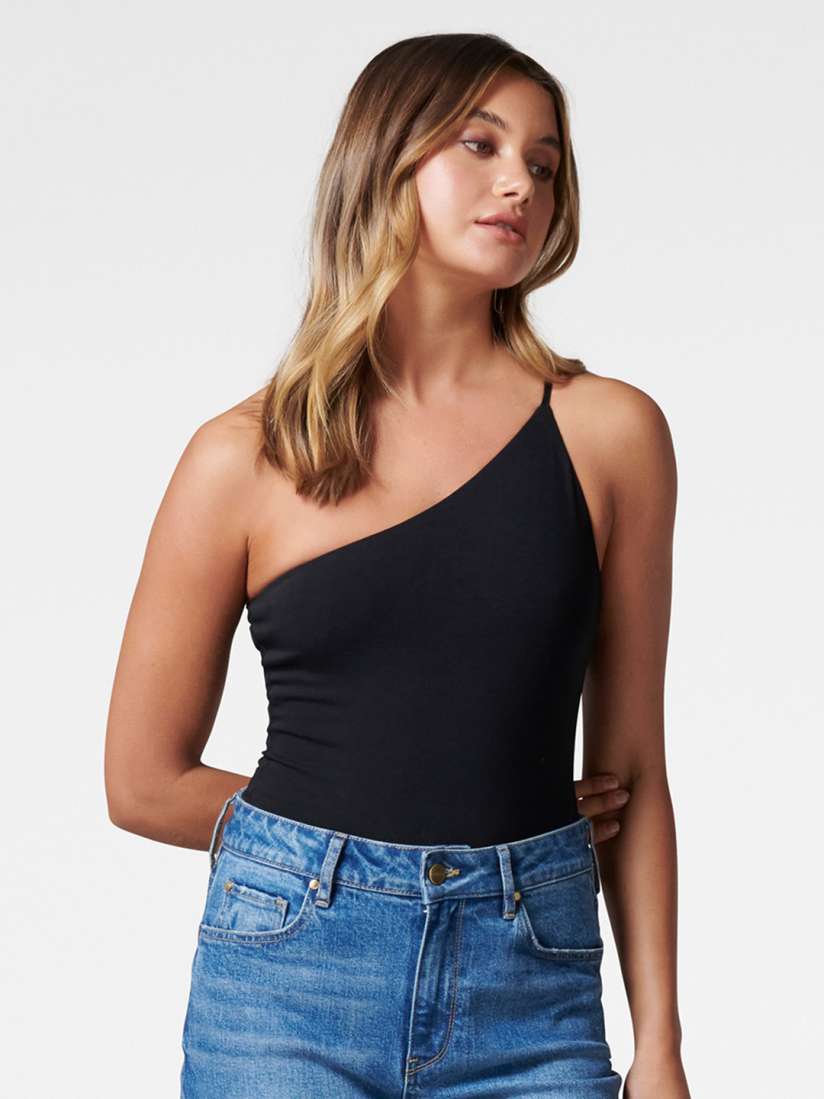 Buy Forever New Women Black Solid One Shoulder Strappy Bodysuit Bodysuit for Women 14242320 Myntra