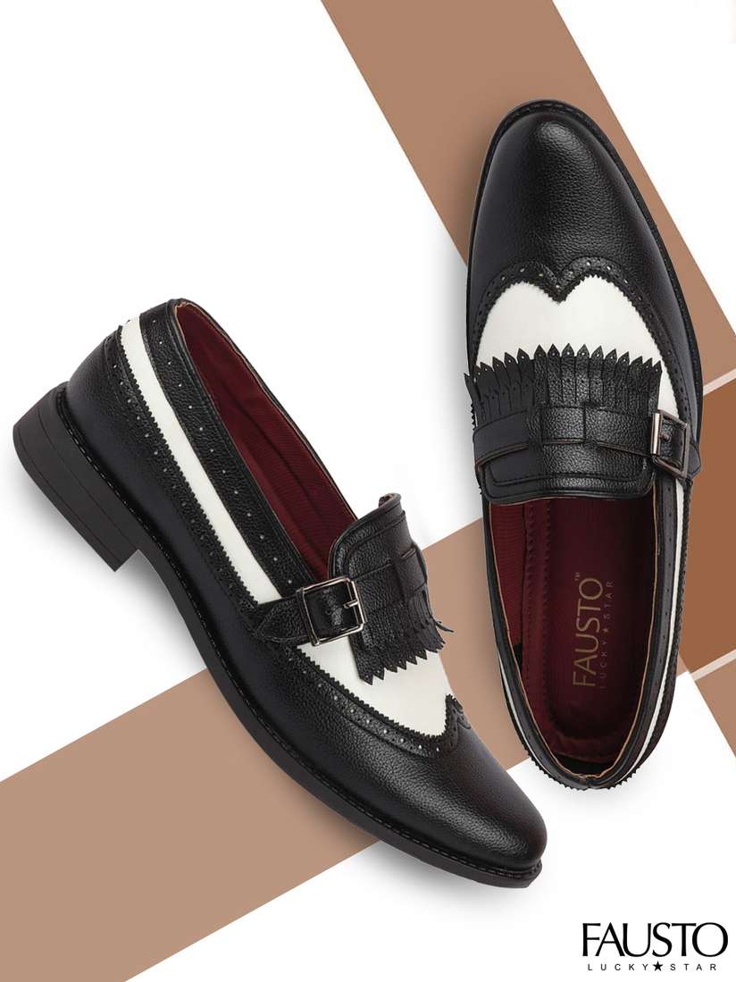 Buy FAUSTO Men Black Colourblocked PU Boat Shoes Casual Shoes