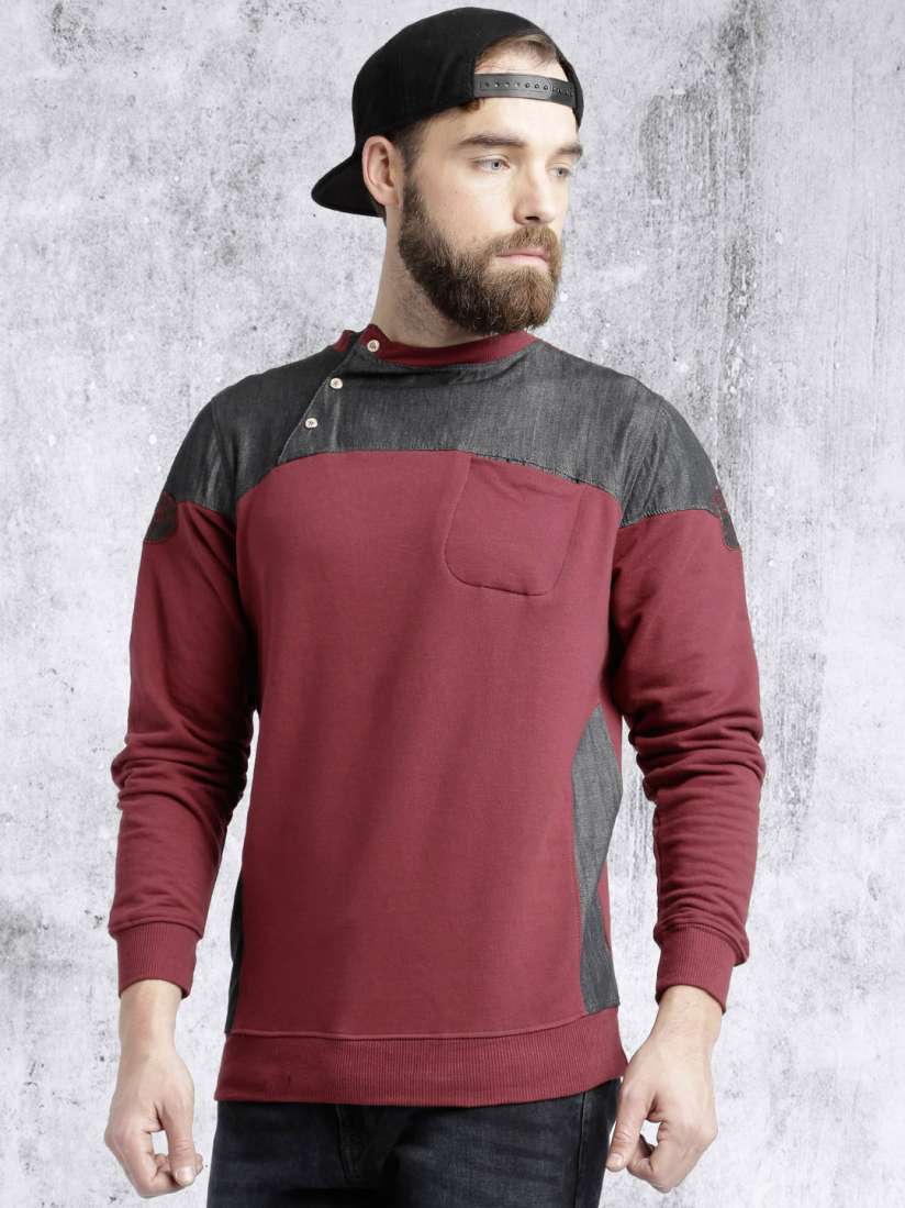 Buy Roadster Maroon Pullover Sweatshirt Sweatshirts for Men 1426726 Myntra