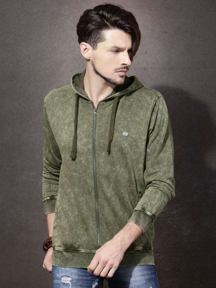 Buy Roadster Olive Green Hooded Sweatshirt Sweatshirts for Men 1426728 Myntra