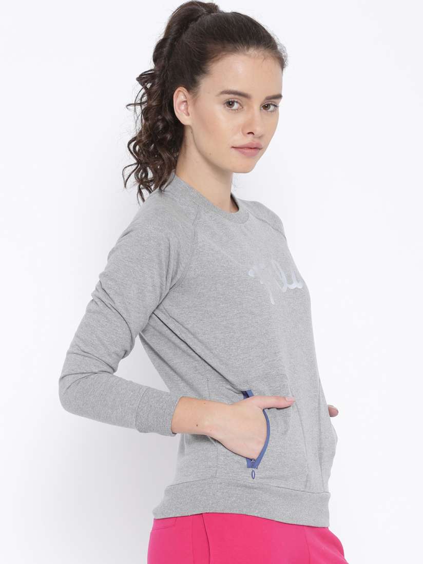 Buy FILA Grey Melange Printed Sweatshirt Sweatshirts for Women 1426891 Myntra