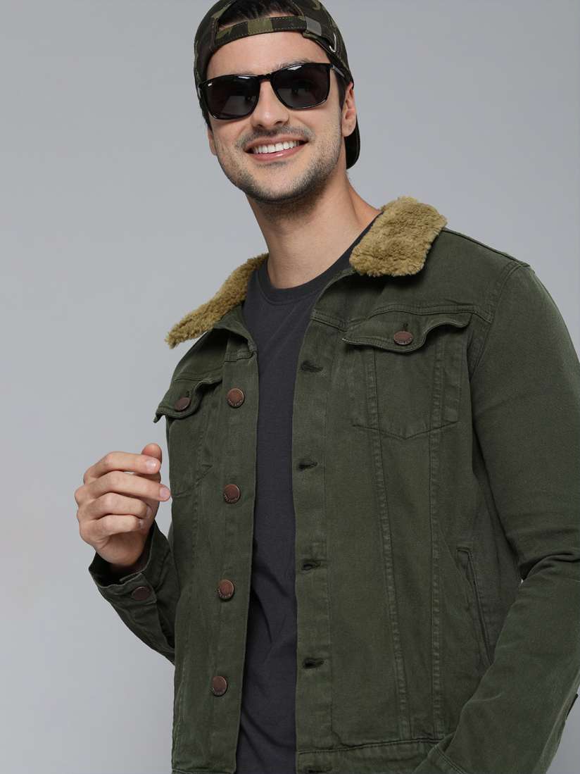 Sherpa collar denim jacket mens shop