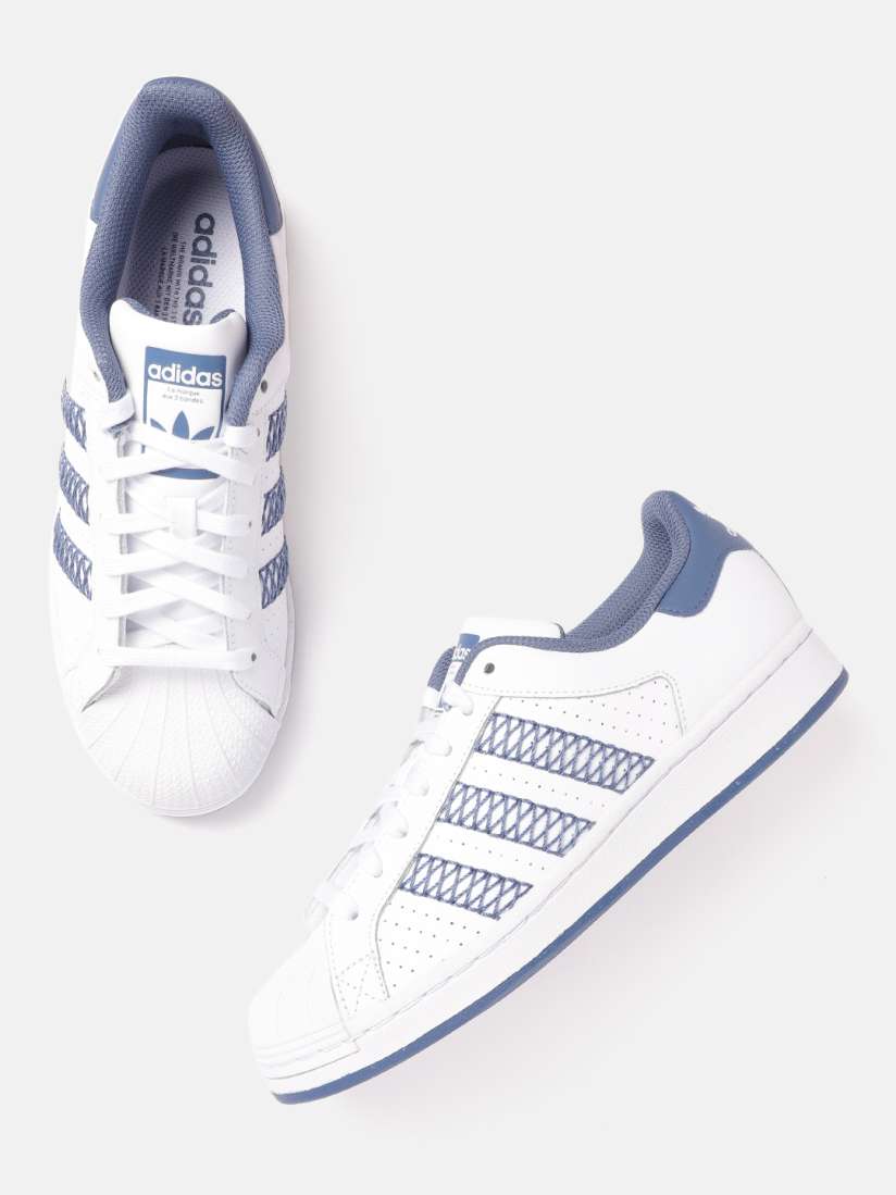 Buy ADIDAS Originals Men White Navy Blue Superstar Perforated Coated Leather Sneakers Casual Shoes for Men 14278580 Myntra